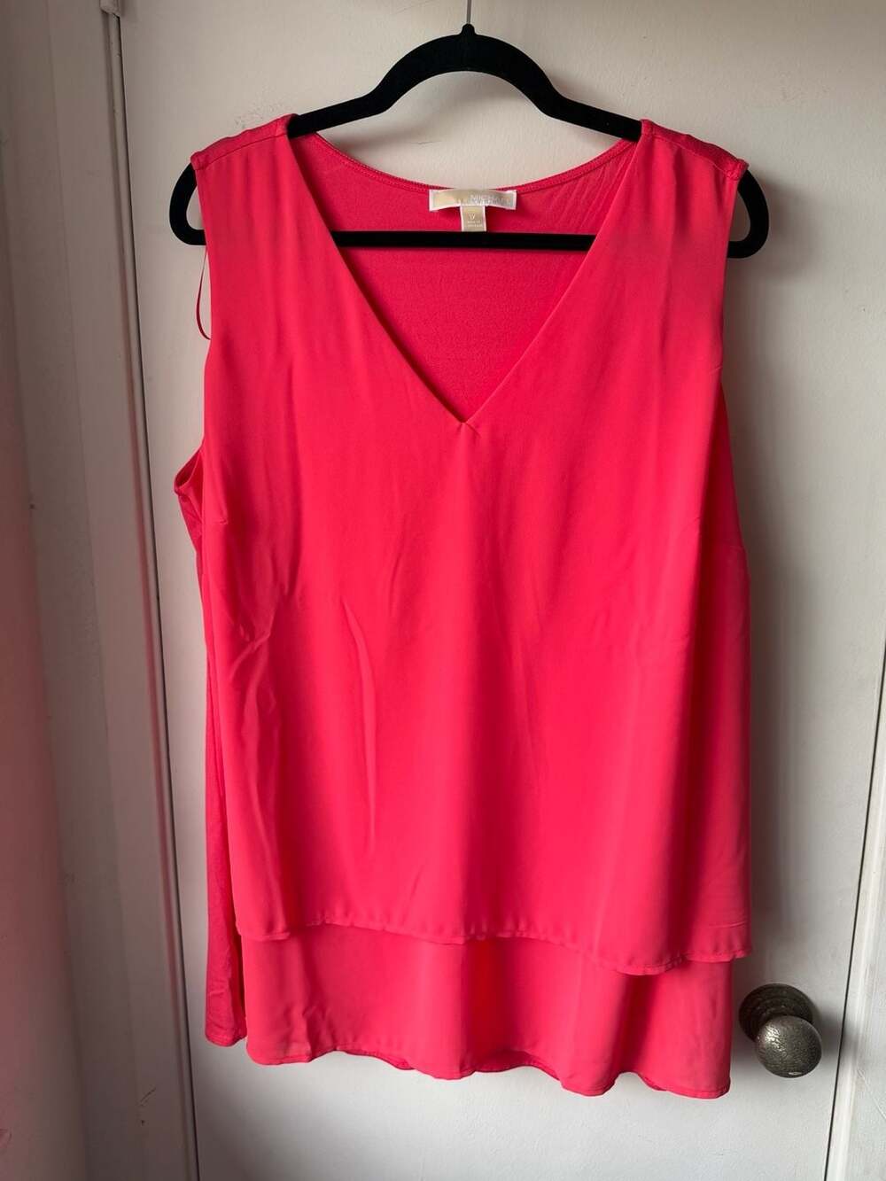 Michael Michael Kors Sleeveless Blouse Size 1X Coral Double Layer V-Neck